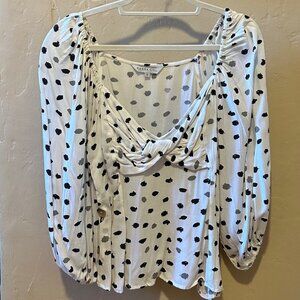 Ranna Gill, Anthropologie,  Francoise Top, Puff Sleeve, Twist Front, Small